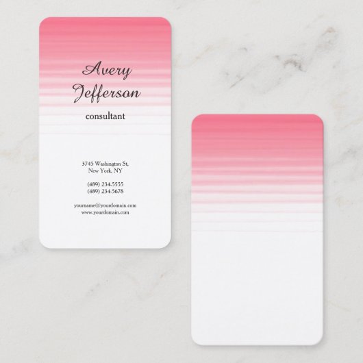 ピンクホワイトプレーンモダンミニマルプロフェッショナル 名刺 (正面/裏面)