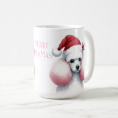 ピンクホワイトプードルクリスマスマグカップ コーヒーマグカップ (正面右)