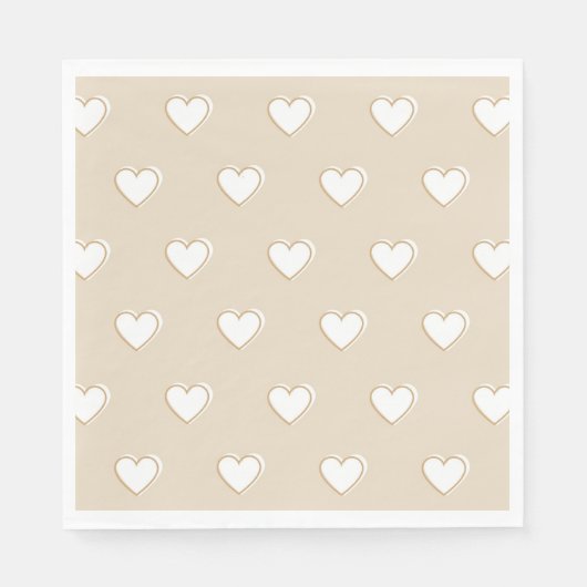 ピンクホワイトベージュかわいいシンプルハートパターン スタンダードランチョンナプキン (正面)