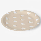 ピンクホワイトベージュかわいいシンプルハートパターン ペーパープレート (アングル)