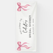 ピンクホワイトボウパーソナライズされたウェルカムブライダルシャワー 横断幕 (縦)