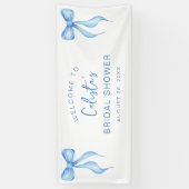 ピンクホワイトボウパーソナライズされたウェルカムブライダルシャワー 横断幕 (縦)