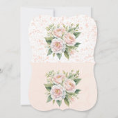 ピンクホワイトボタニカルバラブリデスメイドランチョン 招待状 (裏面)