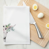 ピンクホワイトボホカウヘッドフローラ キッチンタオル (四つ折り)