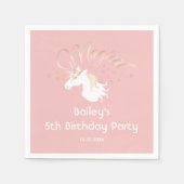 ピンクホワイトマジカルユニコーンガールバースデーパーティー スタンダードカクテルナプキン (正面)