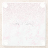 ピンクホワイトマーブルグリッター ガラスコースター (裏面)