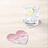 ピンクホワイトマーブルグリッター ペーパーコースター (インサイチュ)