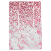 ピンクホワイトマーブルグリッター ミディアムペーパーバッグ (裏面)