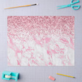 ピンクホワイトマーブルグリッター                   薄葉紙 (クラフト)