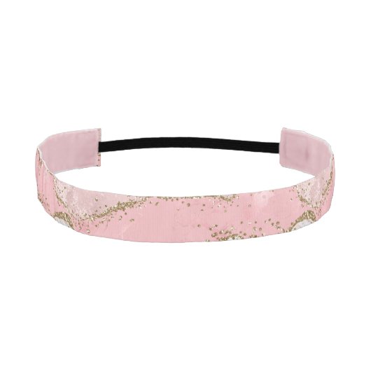 ピンクホワイトマーブル金ゴールドグリッター アスレチックヘッドバンド (正面)