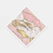 ピンクホワイトマーブル金ゴールドグリッター スタンダードランチョンナプキン (角)