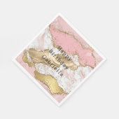 ピンクホワイトマーブル金ゴールドグリッター スタンダードランチョンナプキン (角)