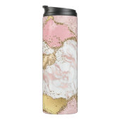 ピンクホワイトマーブル金ゴールドグリッター タンブラー (回転右)