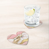 ピンクホワイトマーブル金ゴールドグリッター ペーパーコースター (インサイチュ)