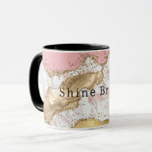 ピンクホワイトマーブル金ゴールドグリッター マグカップ (正面左)