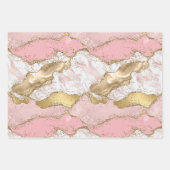 ピンクホワイトマーブル金ゴールドグリッター ラッピングペーパーシート (正面)