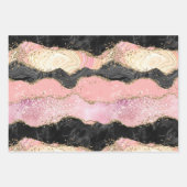 ピンクホワイトマーブル金ゴールドグリッター ラッピングペーパーシート (正面3)