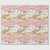 ピンクホワイトマーブル金ゴールドグリッター ラッピングペーパー (フラット)