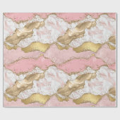 ピンクホワイトマーブル金ゴールドグリッター ラッピングペーパー (フラット)