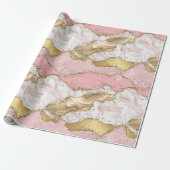 ピンクホワイトマーブル金ゴールドグリッター ラッピングペーパー (アンロールド)
