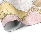 ピンクホワイトマーブル金ゴールドグリッター ラッピングペーパー (ロールコーナー)