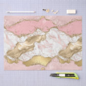 ピンクホワイトマーブル金ゴールドグリッター 薄葉紙 (クラフト)