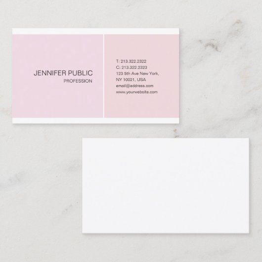 ピンクホワイトミニマルエレガントデザイントレンディー 名刺 (正面/裏面)