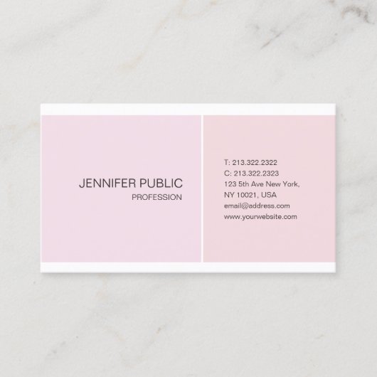 ピンクホワイトミニマルエレガントデザイントレンディー 名刺 (正面)