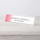 ピンクホワイトミニマルフェミニンリストラモダンイン デスクネームプレート (正面)
