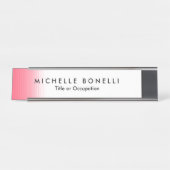 ピンクホワイトミニマルフェミニンリストラモダンイン デスクネームプレート (正面)