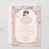 ピンクホワイトメキシカンニーニャプレゼンタシオンデトレアノス 招待状 (正面)