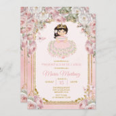 ピンクホワイトメキシカンニーニャプレゼンタシオンデトレアノス 招待状 (正面/裏面)