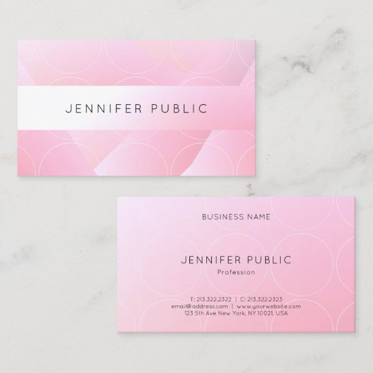 ピンクホワイトモダンテンプレートエレガントデザイントレンディー 名刺 (正面/裏面)