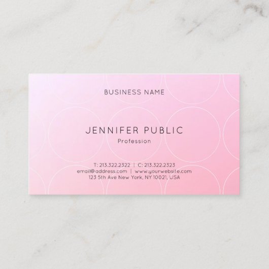 ピンクホワイトモダンテンプレートエレガントデザイントレンディー 名刺 (裏面)