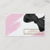 ピンクホワイトモダン金ゴールドミニマルピンクブラシ&ボウ 名刺 (裏面)
