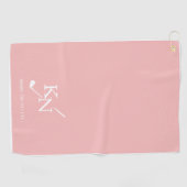 ピンクホワイトモノグラムネームクラシックイニシャル ゴルフタオル (横)