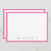ピンクホワイトモノグラムモダンイニシャルシンプルテンプレート ノートカード (正面/裏面)