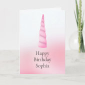 ピンクホワイトユニコーン誕生日 カード (正面)