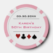 ピンクホワイトラスベガスカジノトランプのポーカーチップ誕生日 ポーカーチップ (裏面)