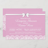 ピンクホワイトランジェリーブライダルシャワーレース招待状 招待状 (正面/裏面)