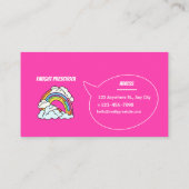 ピンクホワイトレインボーイラストレーション幼稚園先生 名刺 (裏面)