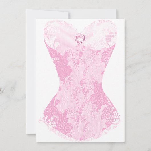 ピンクホワイトレースコルセットバチェロレッテ招待状 招待状 (裏面)