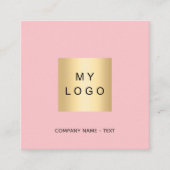 ピンクホワイトロゴQRコード スクエア名刺 (正面)