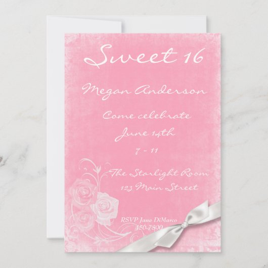 ピンクホワイトロセスボウ招待状 招待状 (正面)