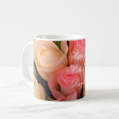 ピンクホワイトローズハッピーマザーズデイフローラ コーヒーマグカップ (正面左)