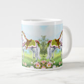 ピンクホワイトローズパレードホース ジャンボコーヒーマグカップ (正面右)