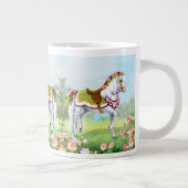 ピンクホワイトローズパレードホース ジャンボコーヒーマグカップ (右)