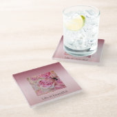 ピンクホワイトローズビューティフルモーメント ガラスコースター (アングル)