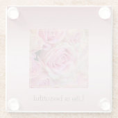 ピンクホワイトローズビューティフルモーメント ガラスコースター (裏面)