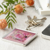 ピンクホワイトローズビューティフルモーメント キーホルダー (側面)